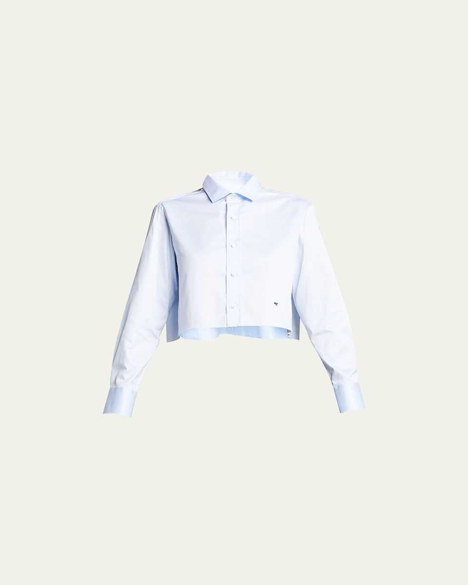 Cropped Button-Up Raw-Edge Shirt