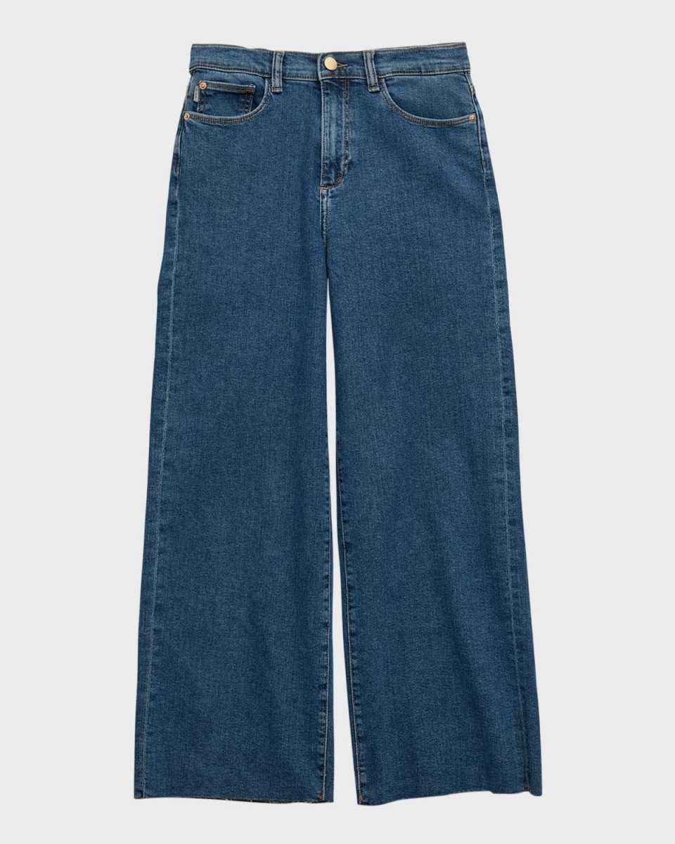 Girl's Lily High-Rise Wide-Leg Denim Jeans, Size 7-16