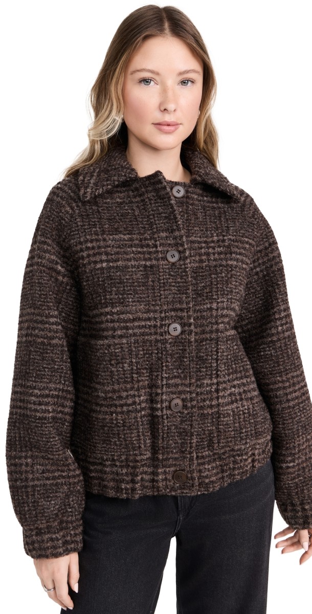 Apiece Apart Franka Bomber Jacket Herring Plaid