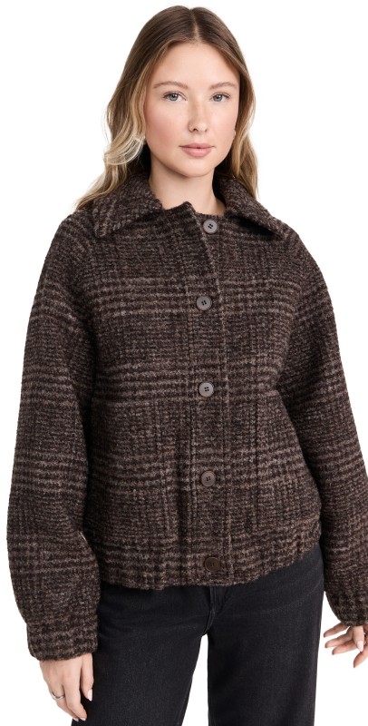 Apiece Apart Franka Bomber Jacket Herring Plaid
