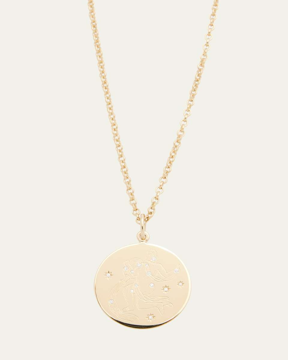 Zodiac Pendant Necklace, Aquarius
