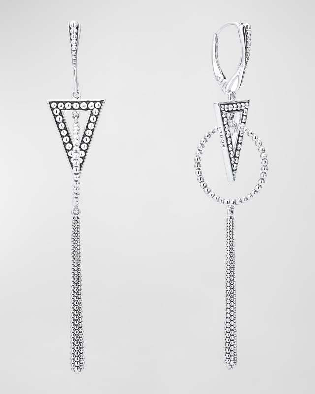 Signature Caviar Triangle Circle Drop Earrings