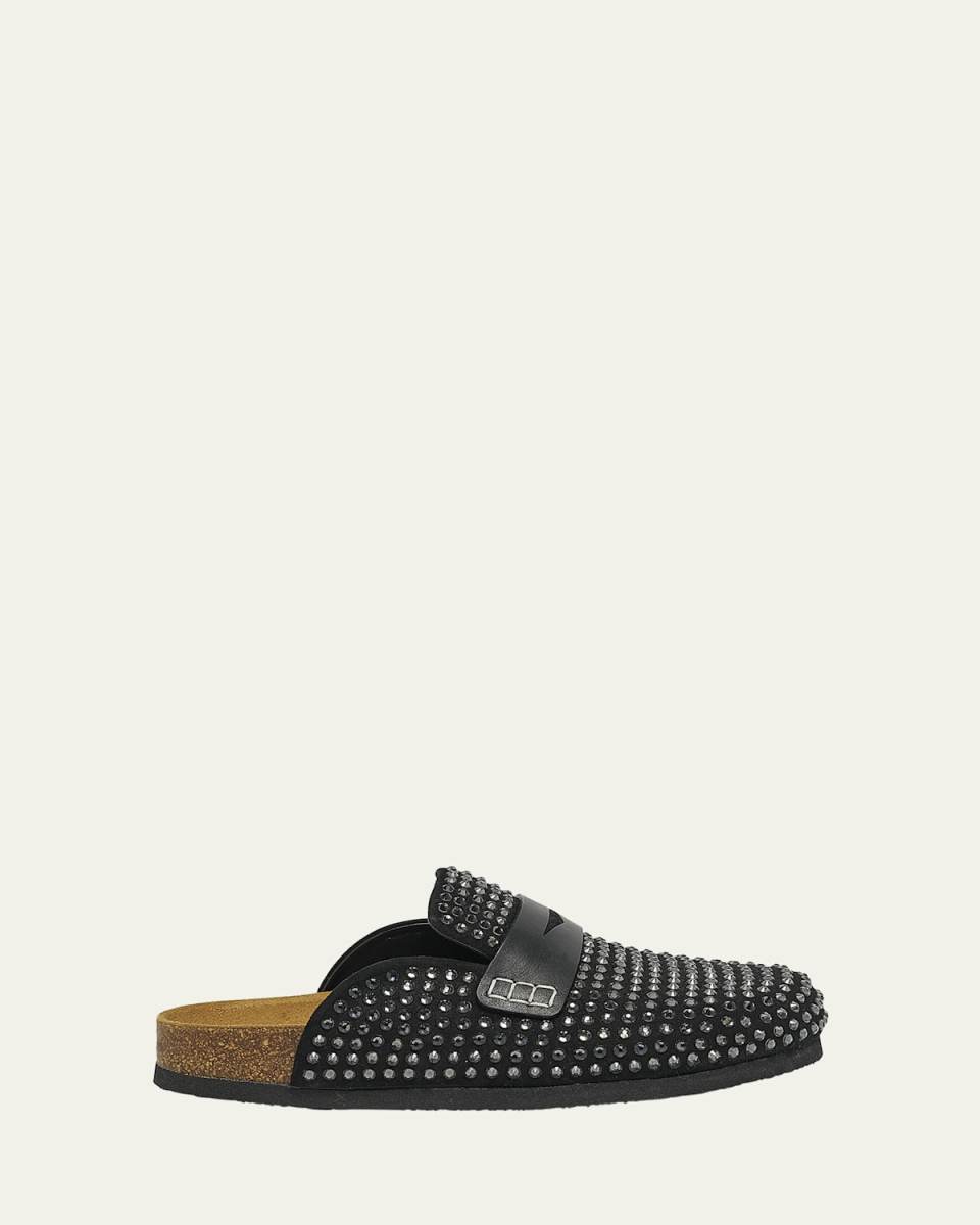 Crystal Suede Penny Loafer Mules