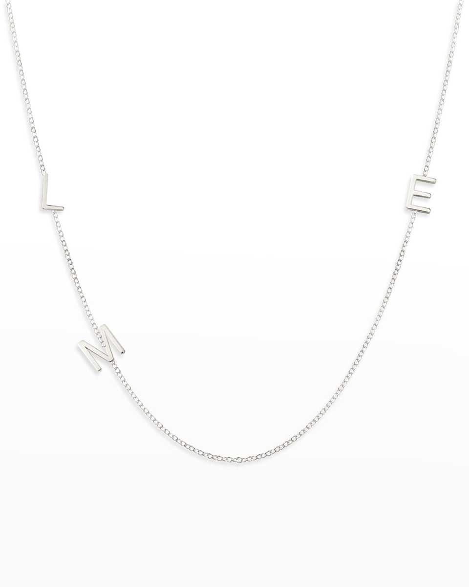 Mini 3-Letter Personalized Necklace, 14k White Gold