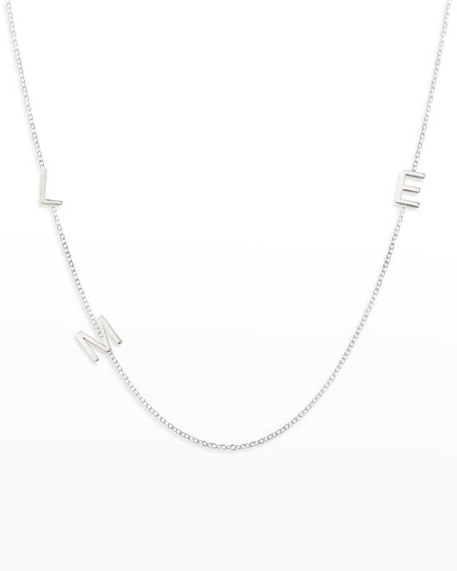 Mini 3-Letter Personalized Necklace, 14k White Gold