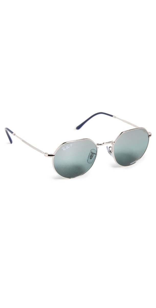 Ray-Ban Jack Sunglasses Silver/Drk Blue Mirrored Polar