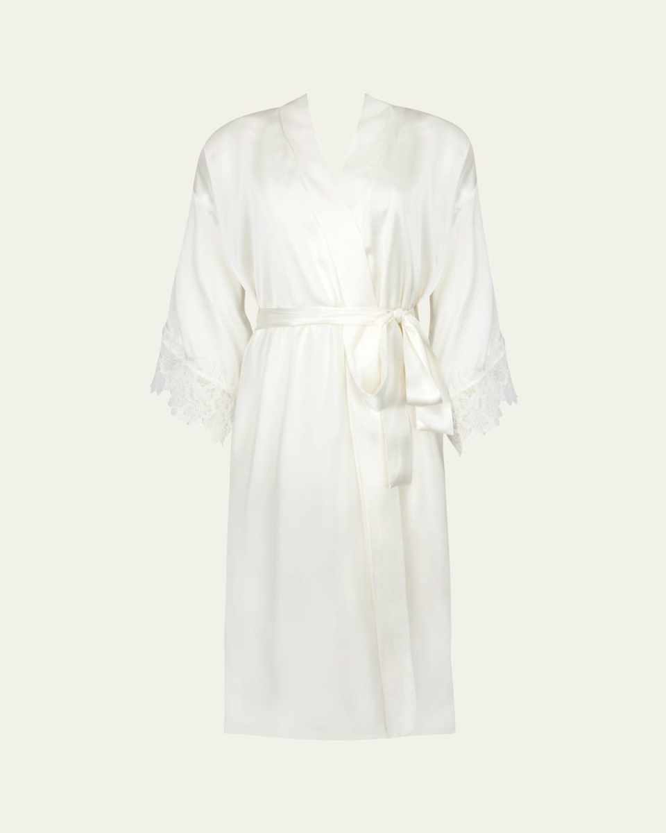 Princesse Iris Lace-Trim Satin Rob