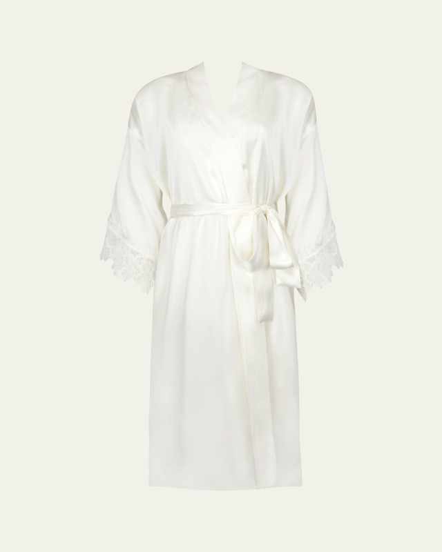 Princesse Iris Lace-Trim Satin Rob