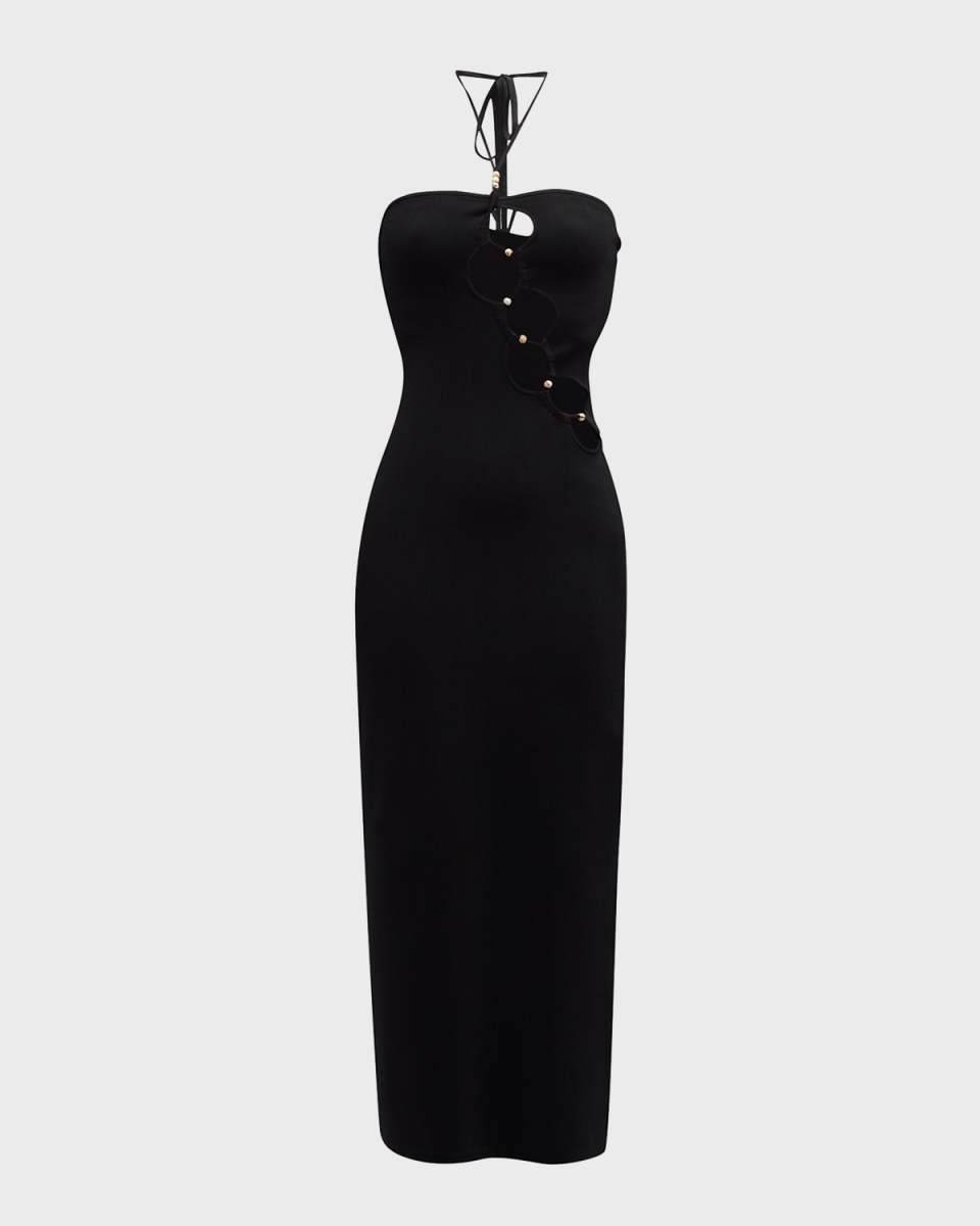 Salvador Beaded Halter Midi Dress