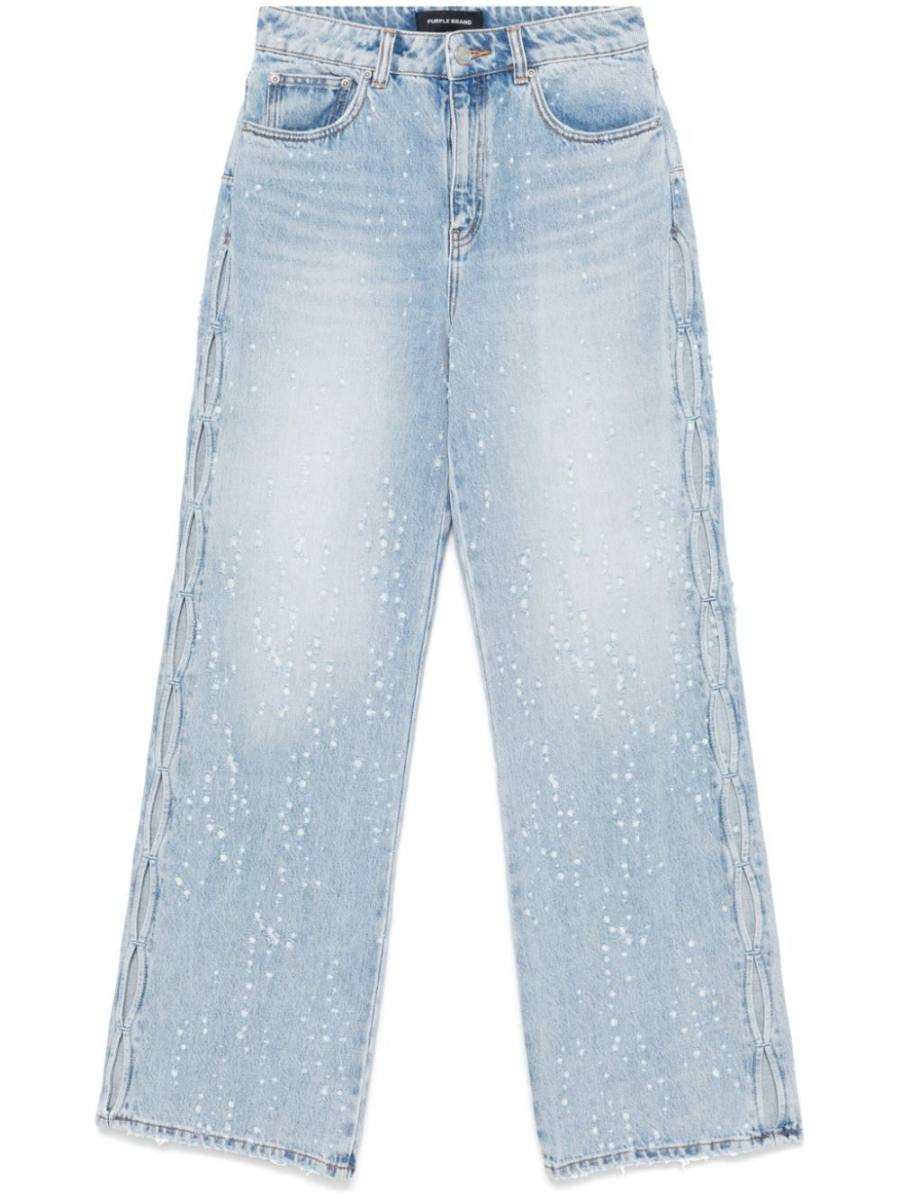cut-out wide-leg jeans