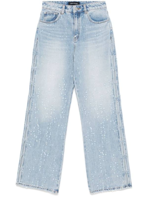 cut-out wide-leg jeans