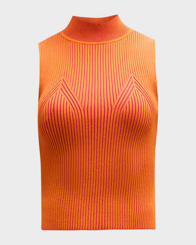 Ribbed Mock-Neck Shell Top