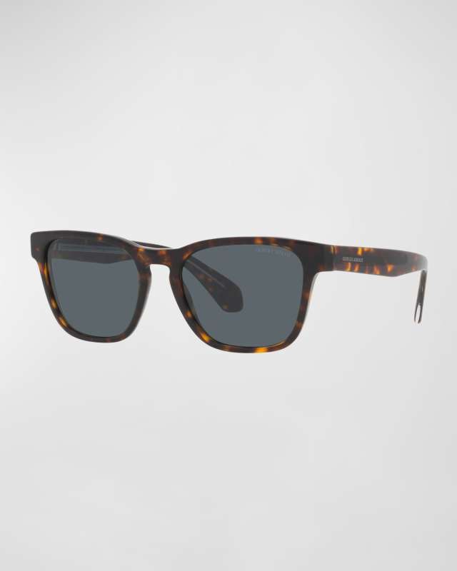 Logo Havana Rectangle Acetate Sunglasses