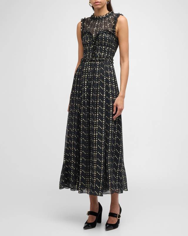 Kasia Paisley Ruffled Maxi Dress
