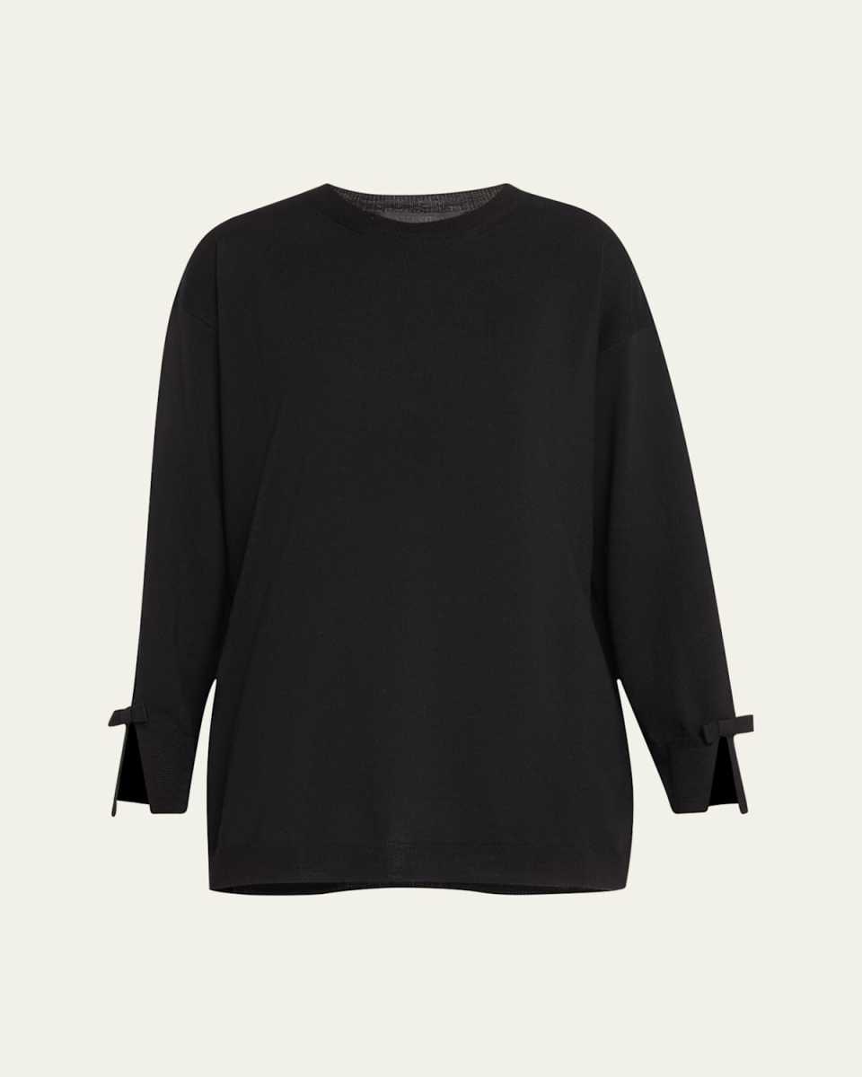 Wool Sweater with Bow Details