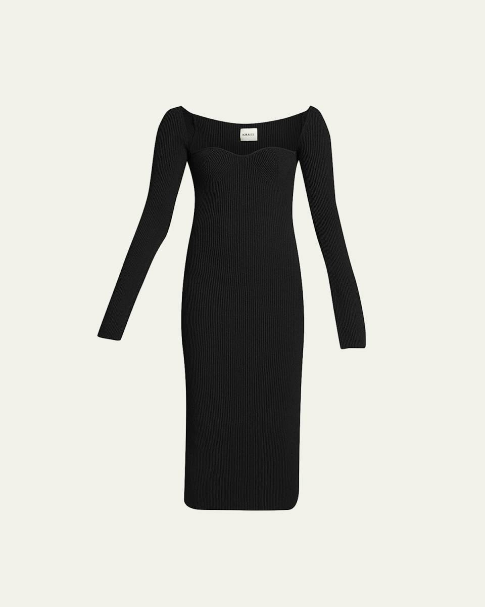 Beth Long-Sleeve Bustier Dress