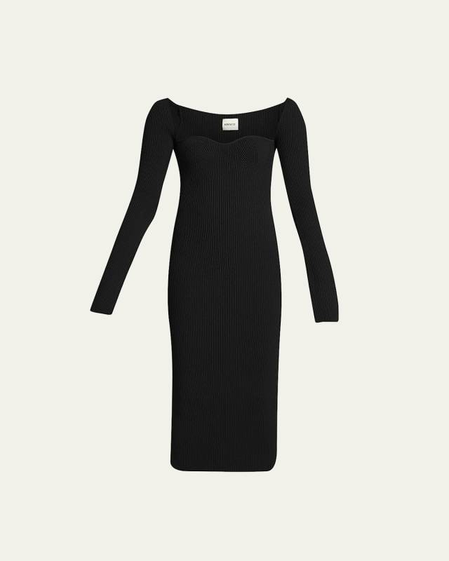 Beth Long-Sleeve Bustier Dress