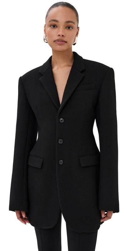 WARDROBE. NYC Longline Blazer Dark Brown