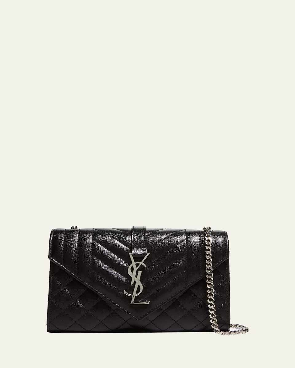 Envelope Triquilt Small YSL Shoulder Bag in Grained Leather