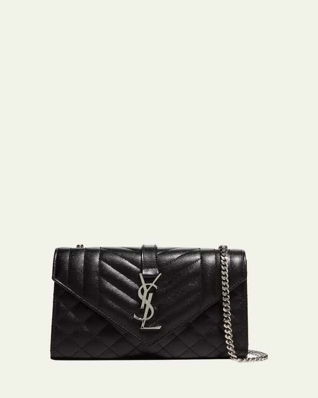 Envelope Triquilt Small YSL Shoulder Bag in Grained Leather