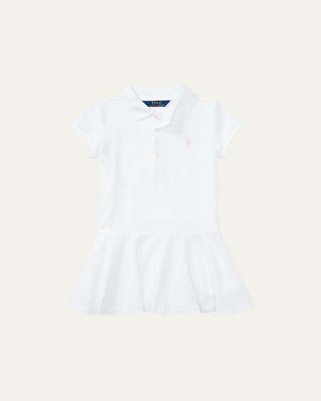 Girl's Short-Sleeve Knit Drop-Waist Polo Dress, Size 2-4