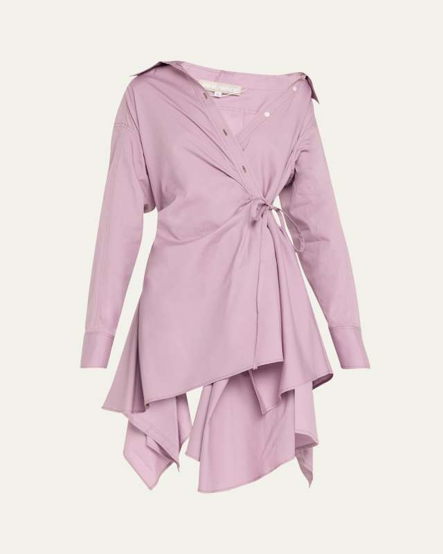 Long-Sleeve Wrap Shirtdress