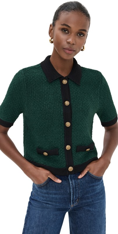 Veronica Beard Marie Cardigan Pine/Black
