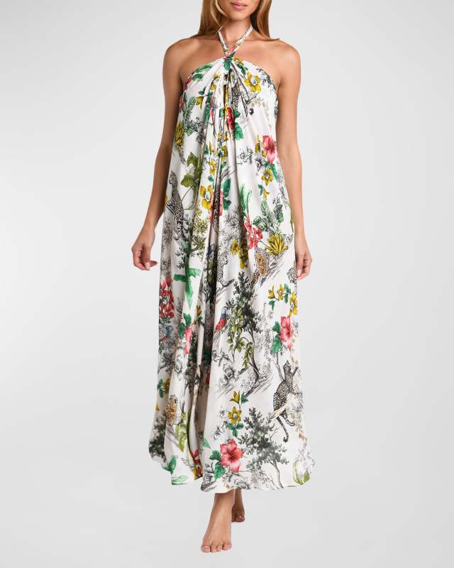 Soft Jungle Geneva Halter Maxi Dress