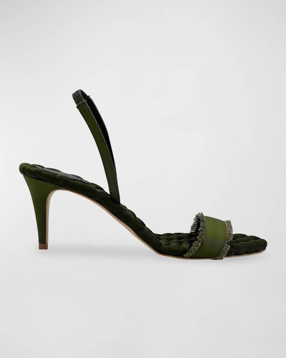 Claudia Frayed Vegan Grosgrain Slingback Sandals