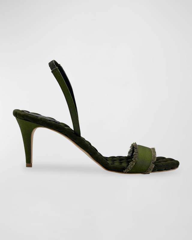 Claudia Frayed Vegan Grosgrain Slingback Sandals