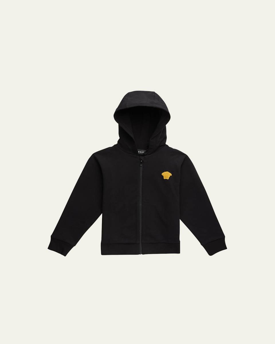 Boy's Zip-Front Medusa Hoodie, Size 4-6