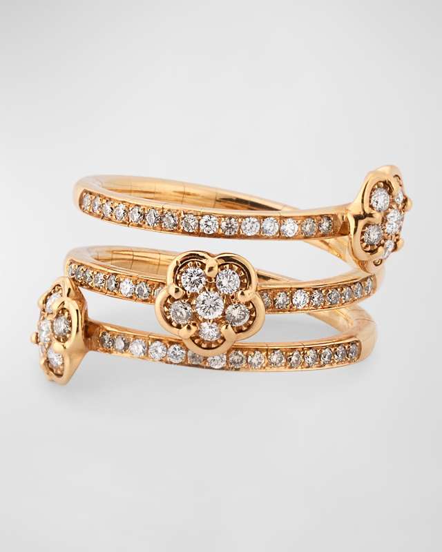 18k Rose Gold Diamond-Flower Coil Ring