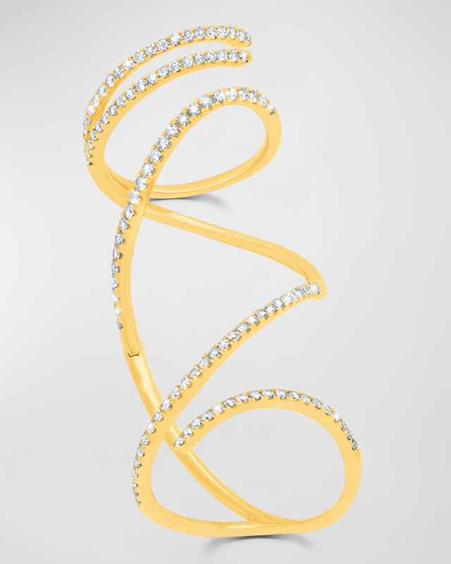 18K Yellow Gold Mega Swirl Diamond Ring, Size