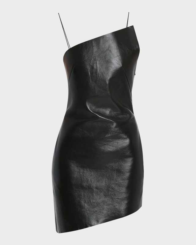 Asymmetric Mini Leather Dress