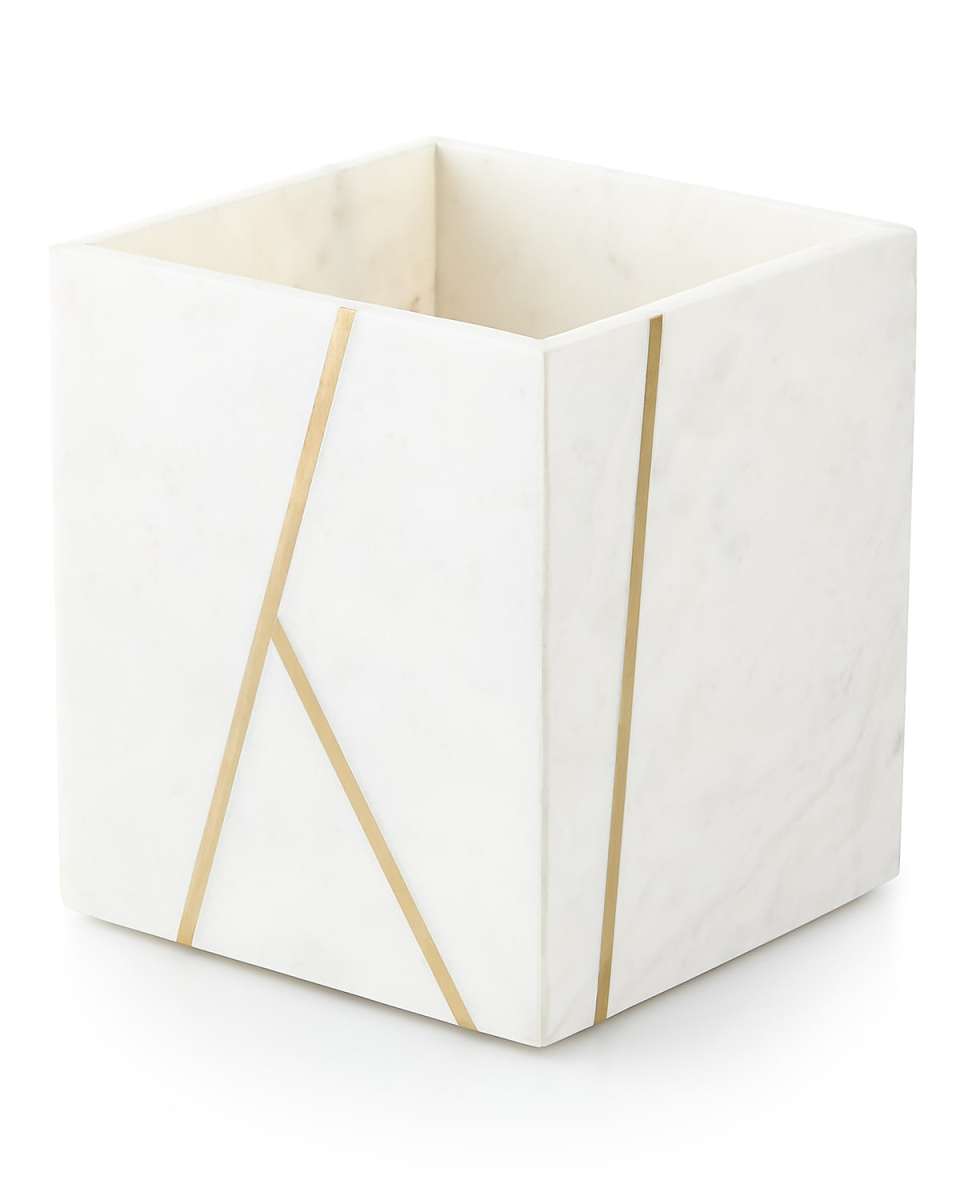 Marble Brass Wastebasket