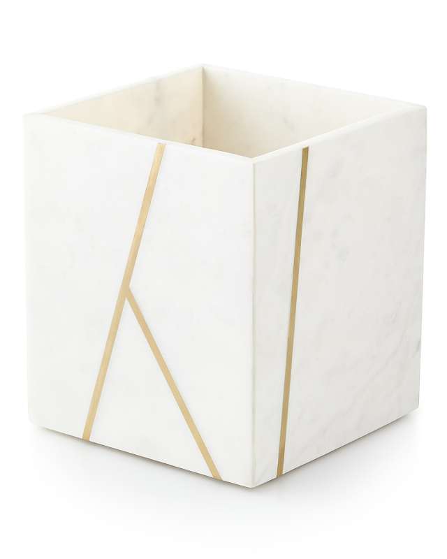 Marble Brass Wastebasket