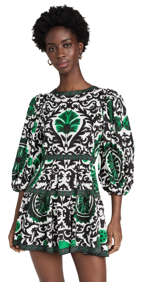 alice + olivia Shayla Tiered Dress Monarch Light Emerald