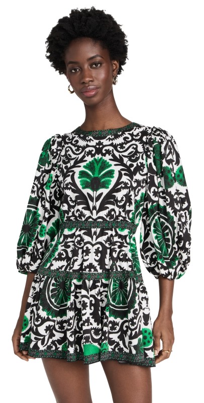 alice + olivia Shayla Tiered Dress Monarch Light Emerald