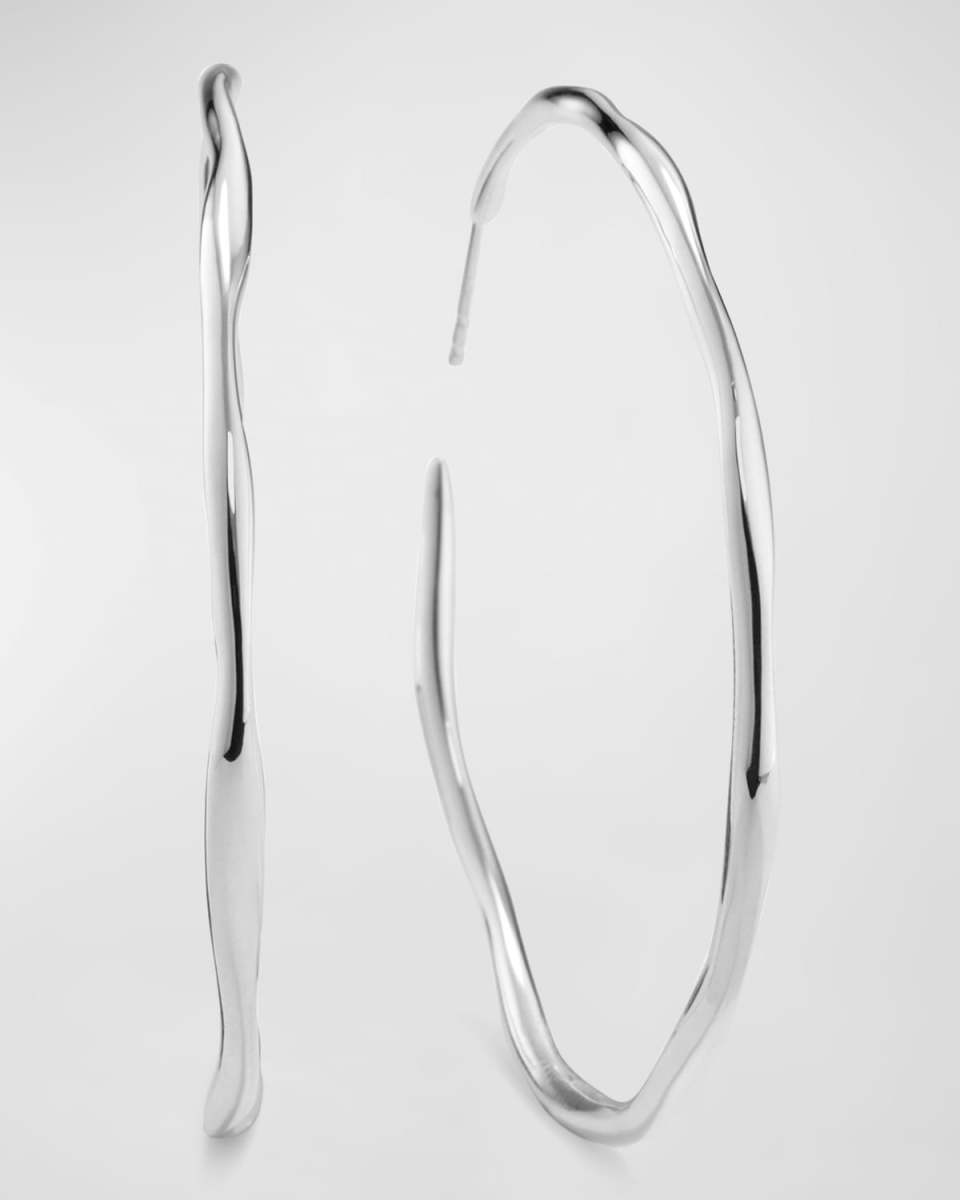 Large Squiggle Hoop Earrings in Sterling Silver