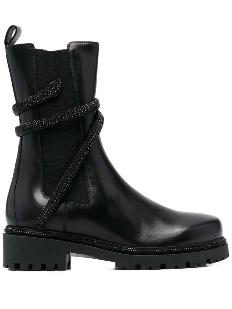 wrap-around leather boots