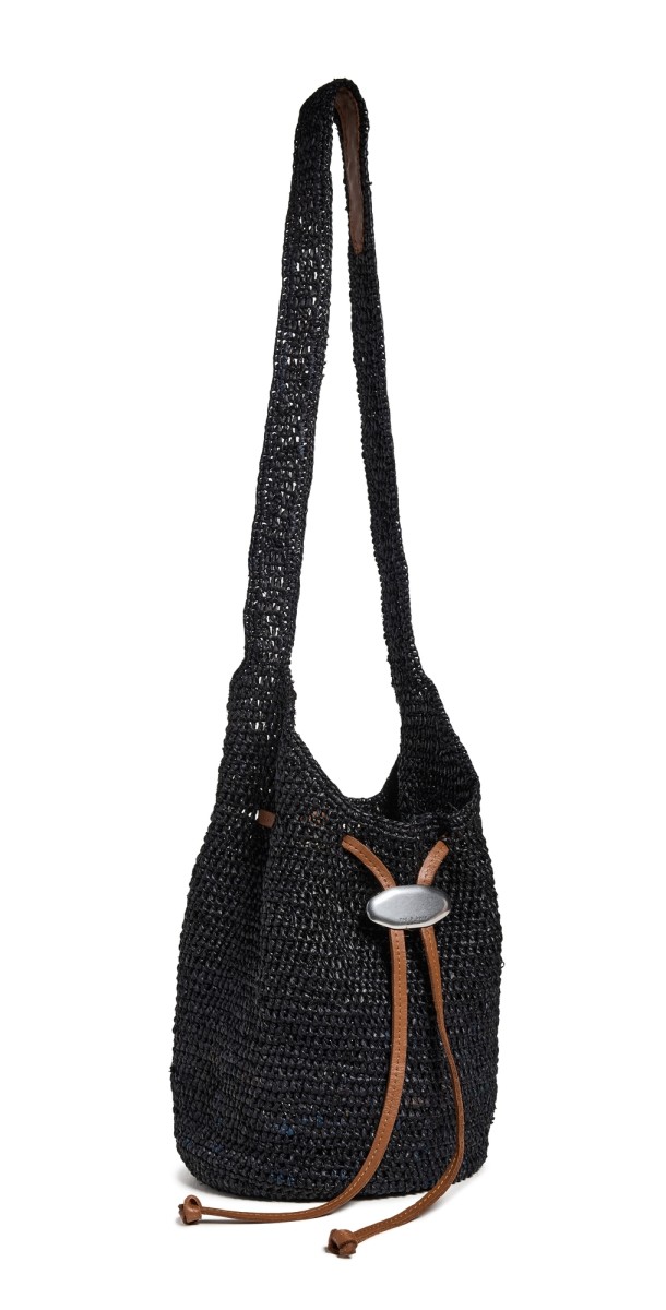 rag & bone Daily Straw Bucket Bag Black