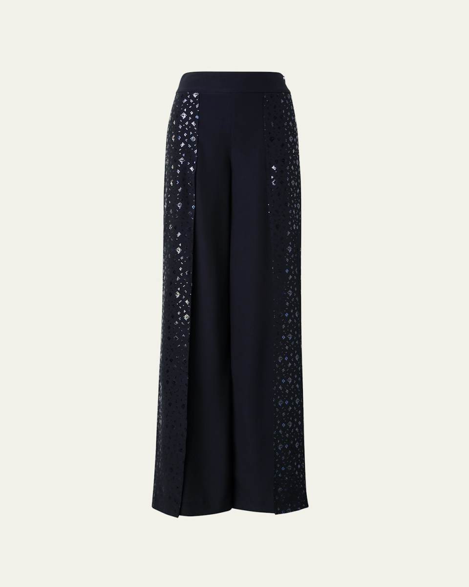 Felia Pixel Foil Embellished Double-Layer Pants