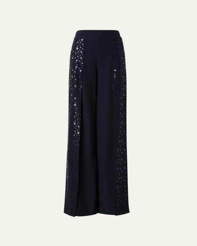 Felia Pixel Foil Embellished Double-Layer Pants
