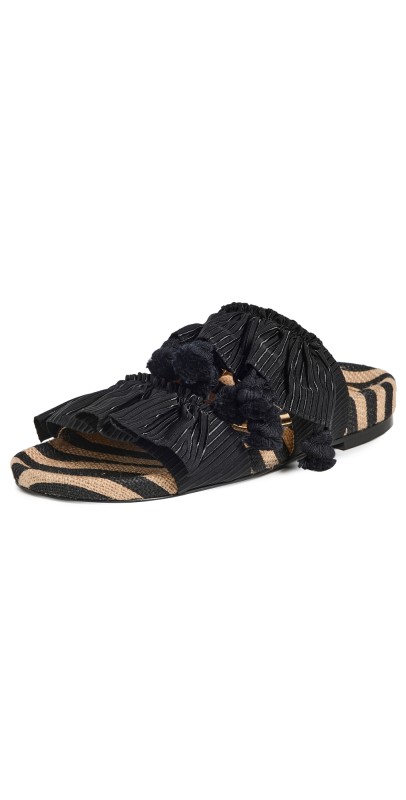 La DoubleJ Pimento Slides Solid Black