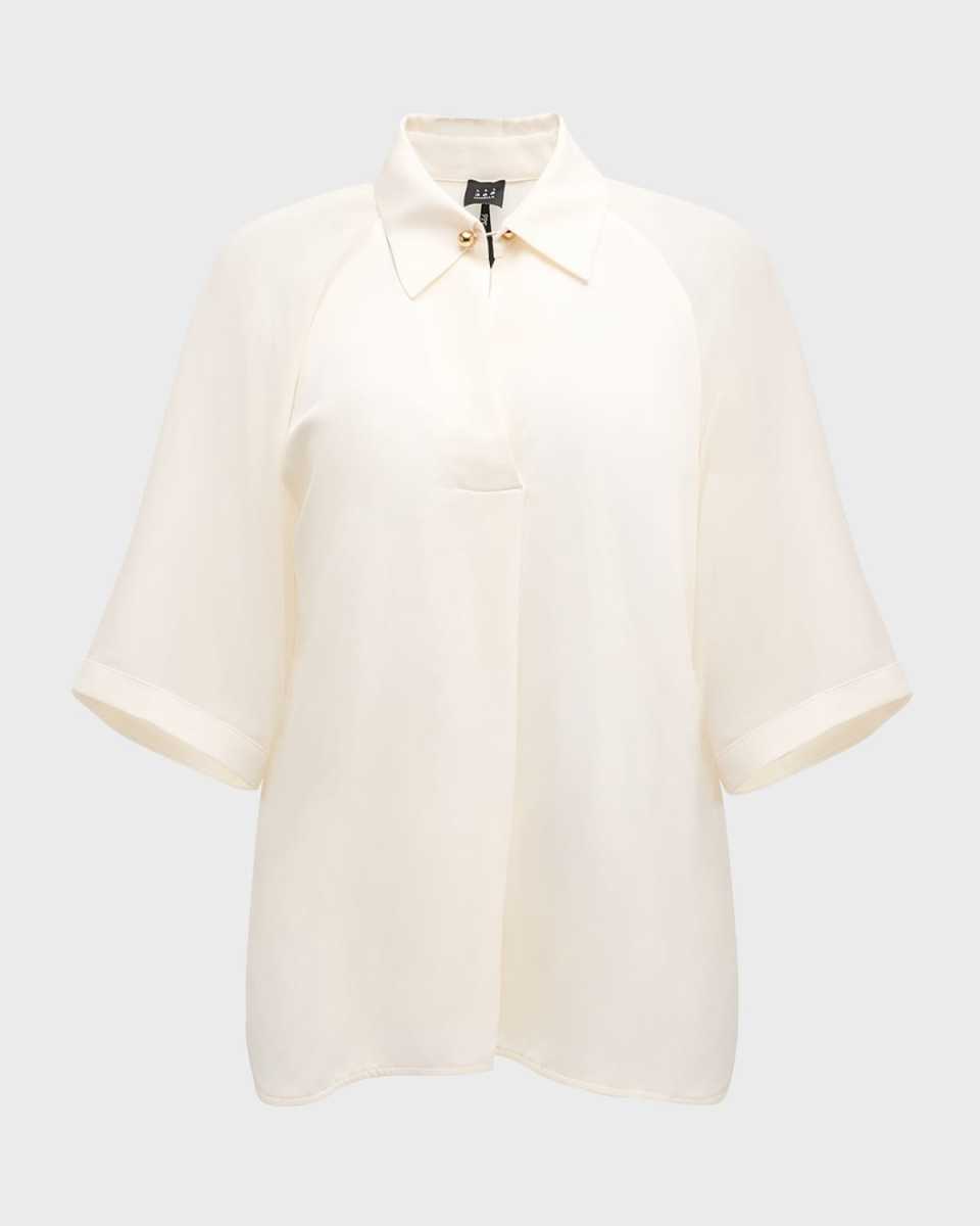 Cerbero Pleated Sheer-Sleeve Shirt