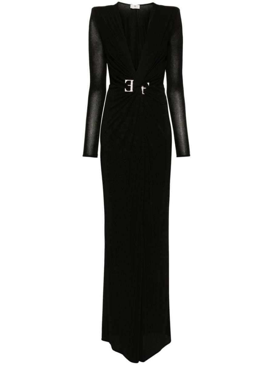 knot-detail lurex gown