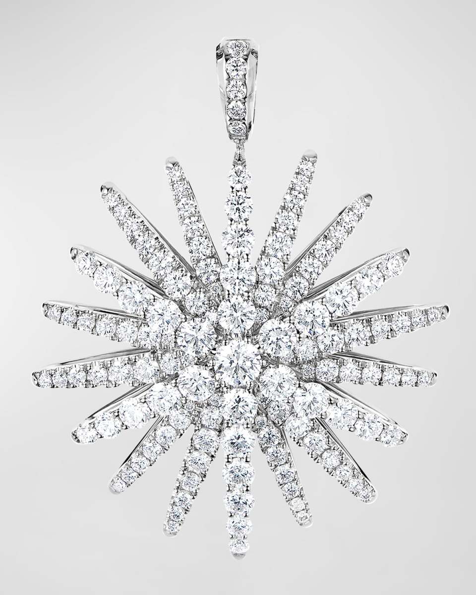 Starburst Pendant with Diamonds in 18K White Gold, 33.7mm