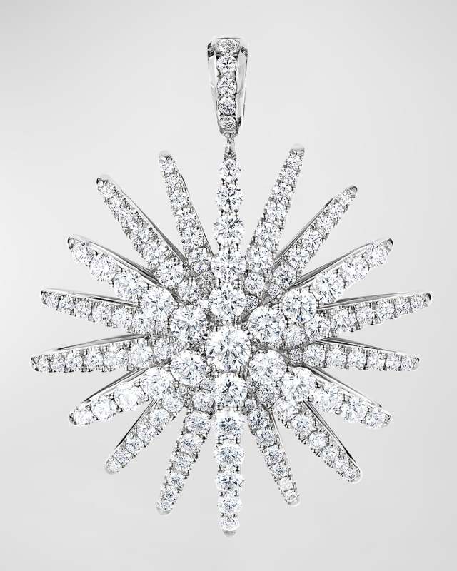 Starburst Pendant with Diamonds in 18K White Gold, 33.7mm
