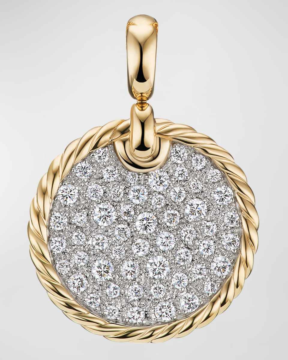 DY Elements Disc Pendant with Diamonds in 18K Gold, 21.2mm