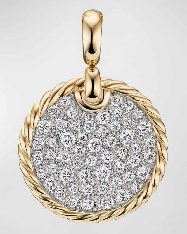 DY Elements Disc Pendant with Diamonds in 18K Gold, 21.2mm